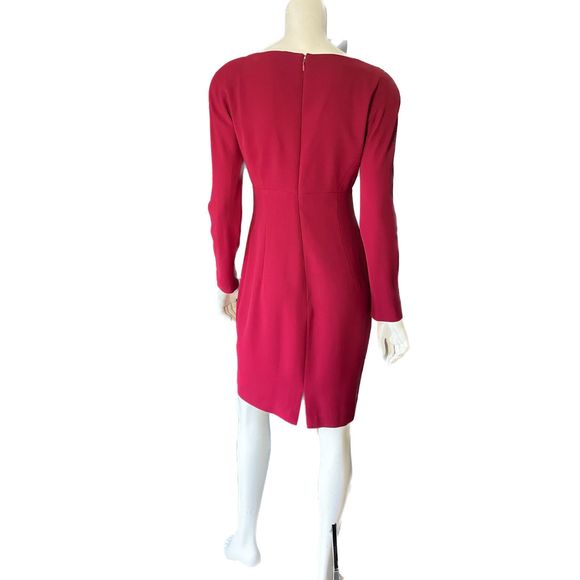 TARAHI NWOT Deep Red Long Sleeve Fitted Pencil Dress, Size 6 - Picture 3 of 16
